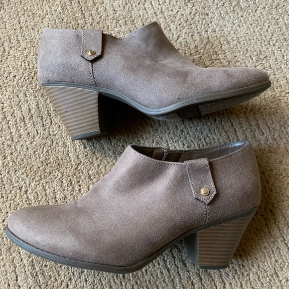 Taupe Suede Ankle Booties - Picture 4 of 8